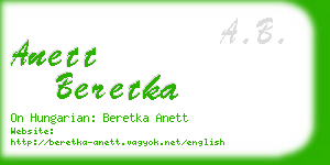 anett beretka business card